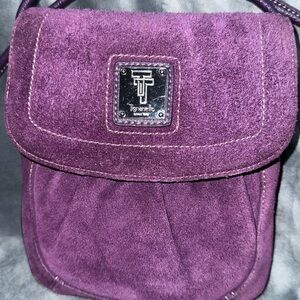 Adorable Tignanello Royal Purple Plum Suede Shoulder Crossbody Bag Lined EUC!
